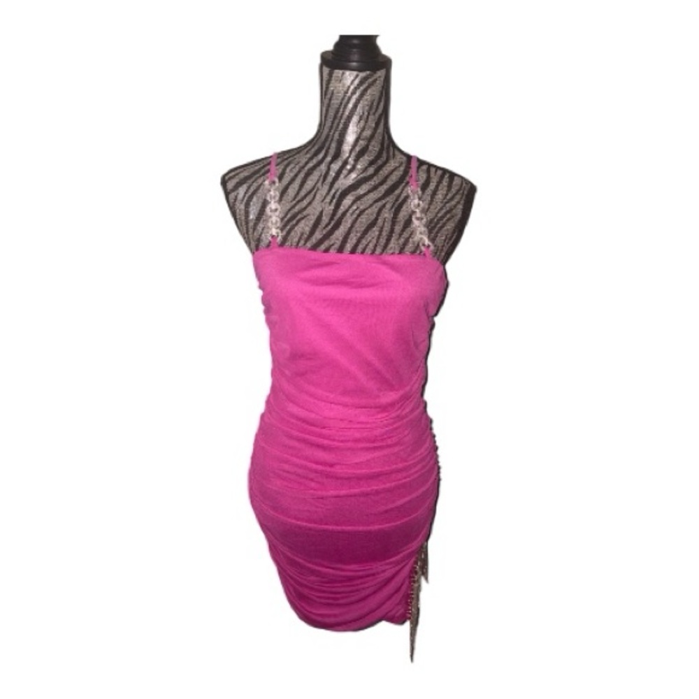 Forever 21 Fuchsia Ruched Rhinestone Mini Dress